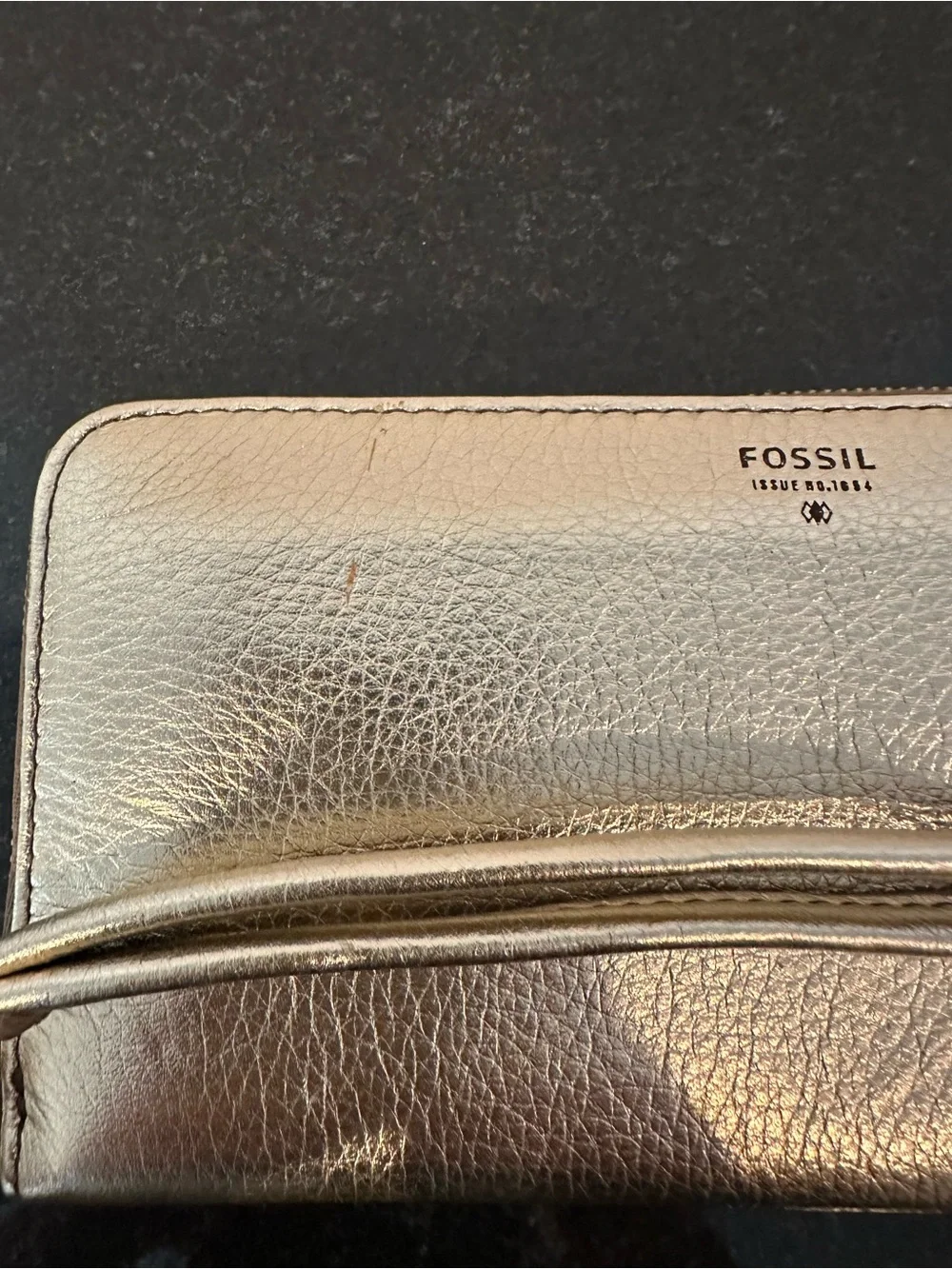 Fossil Metallic Gold Zip-Around Wallet